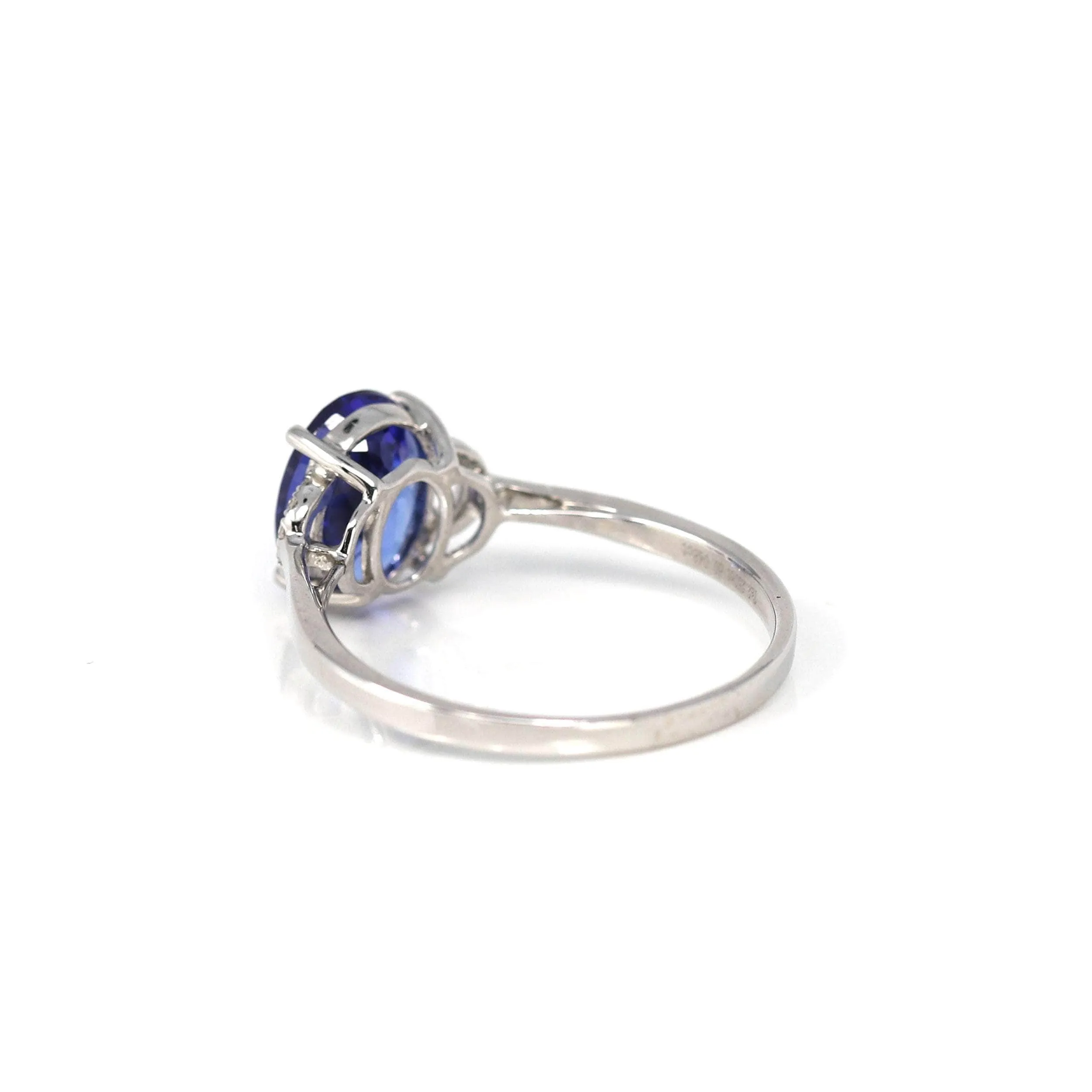 18k White Gold Natural Tanzanite Diamond Anniversary Ring