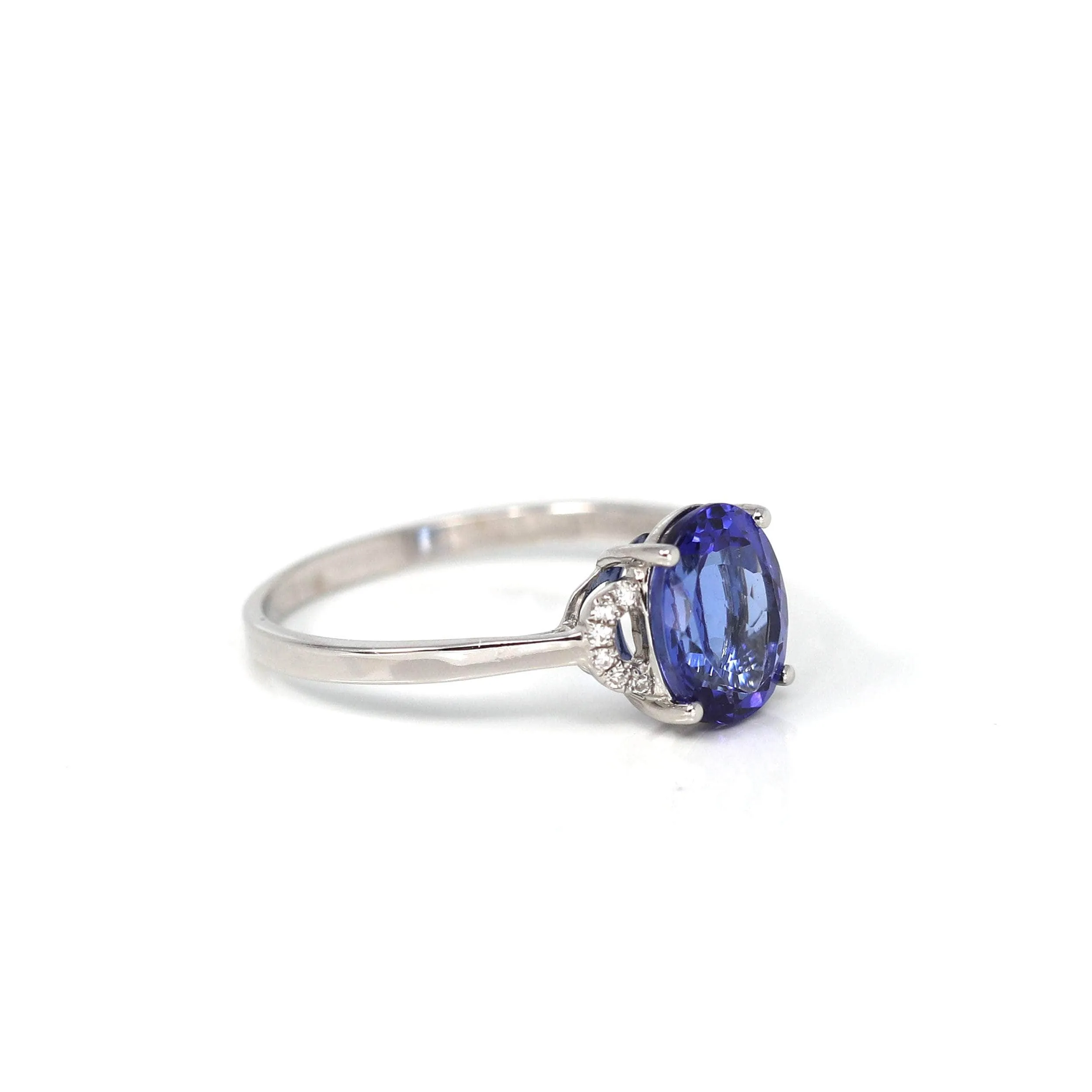 18k White Gold Natural Tanzanite Diamond Anniversary Ring