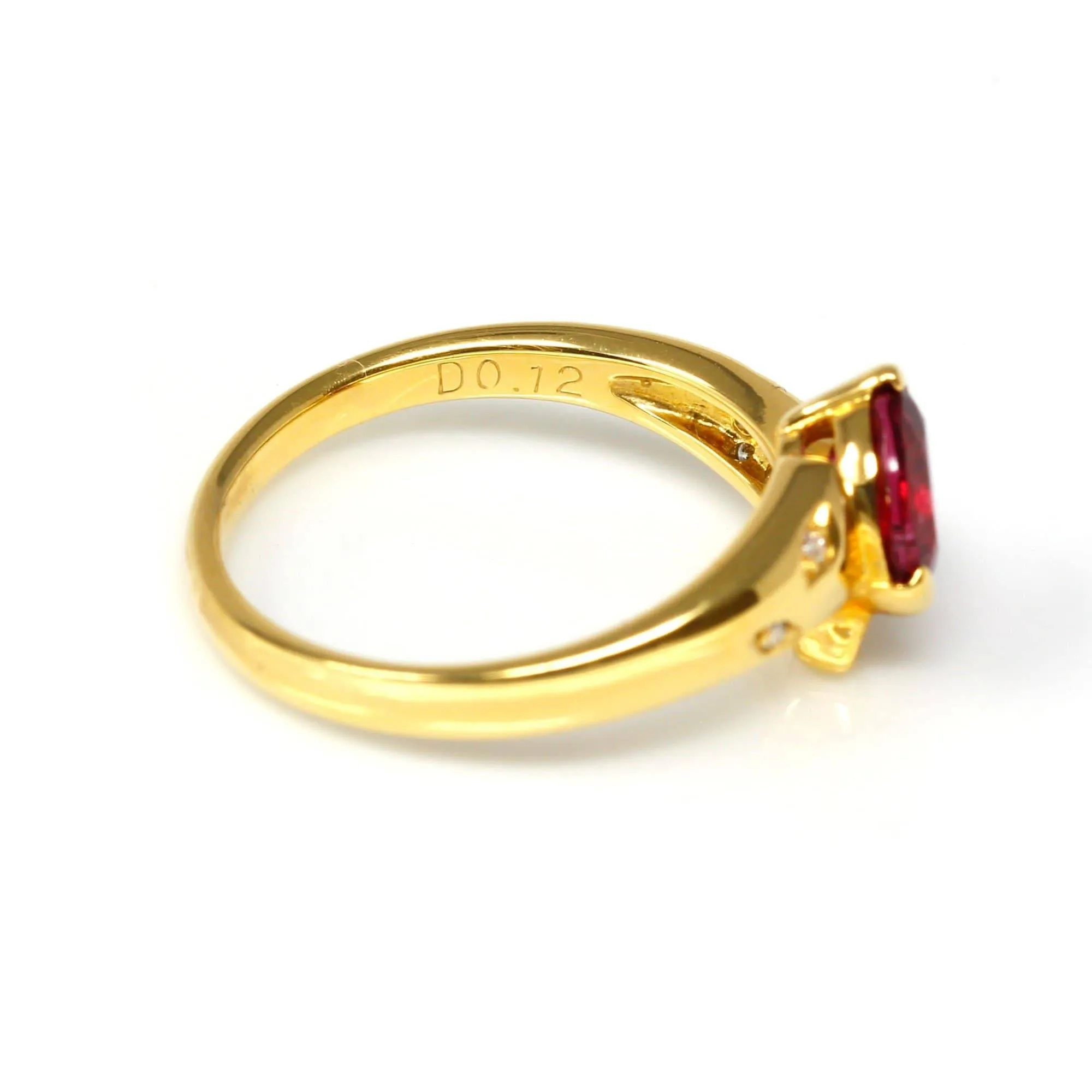 18k Yellow Gold Natural Oval Ruby Diamond Anniversary Ring