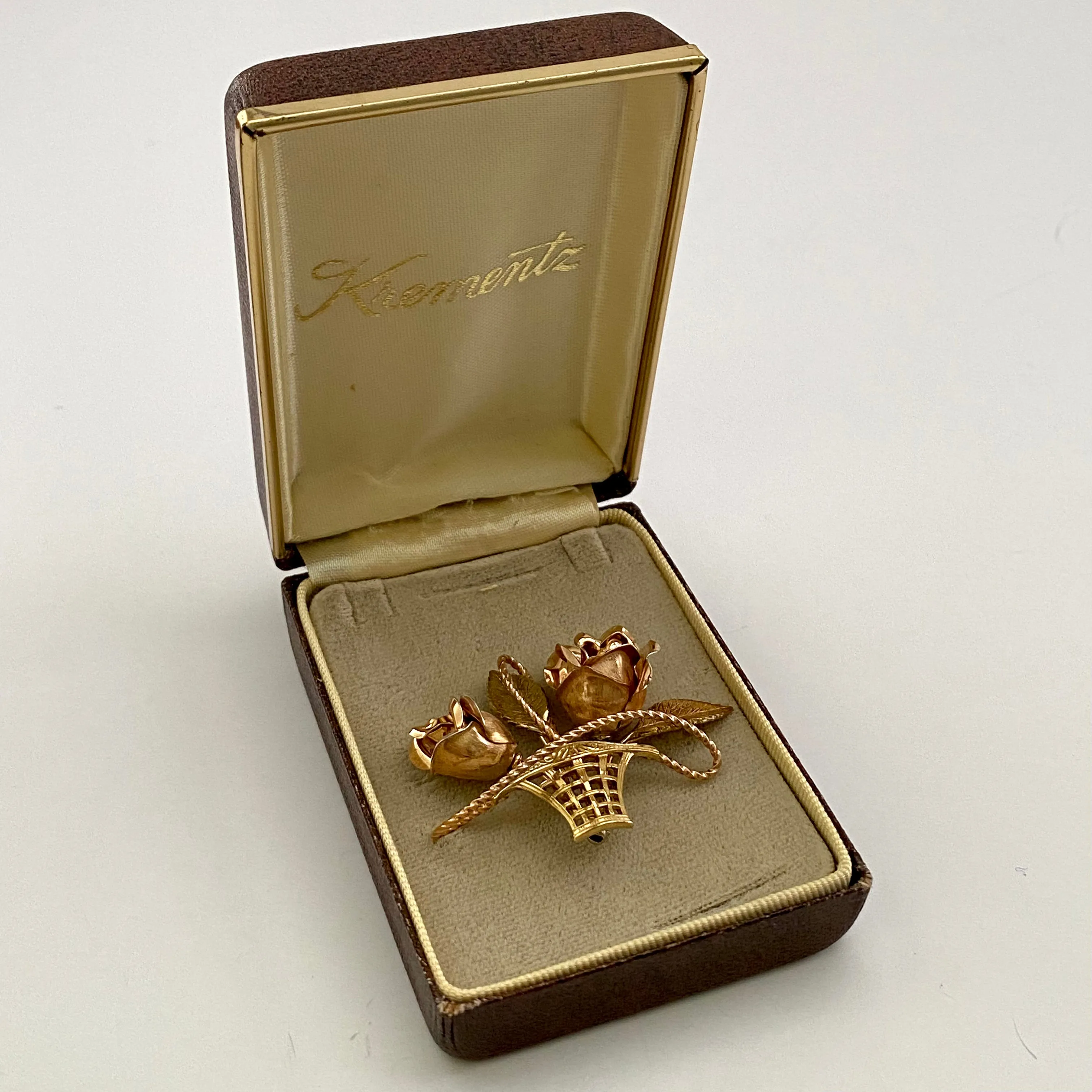 1970s Krementz Flower Brooch in an Original Box