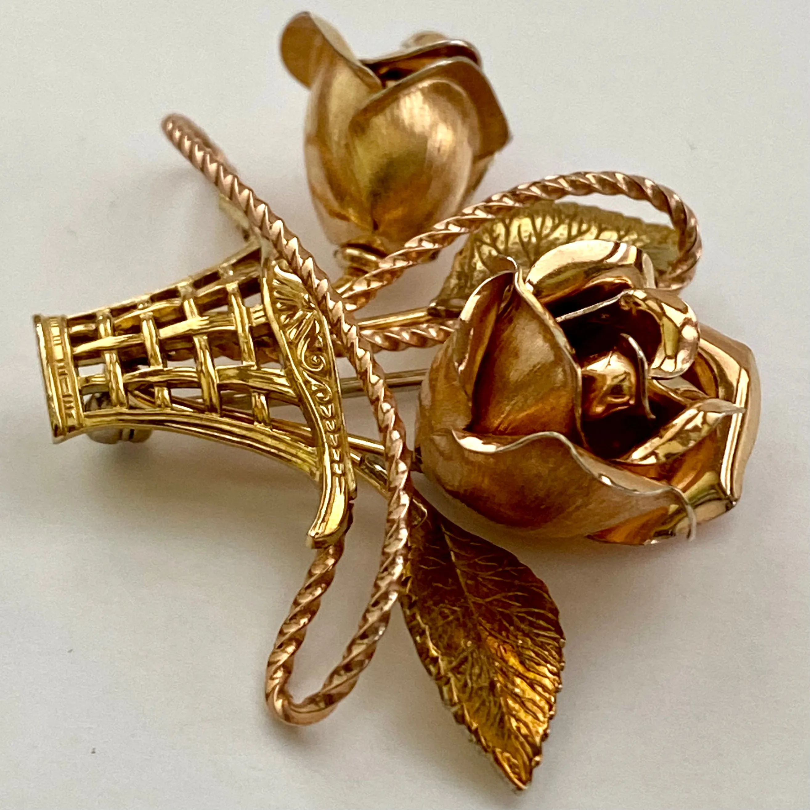 1970s Krementz Flower Brooch in an Original Box