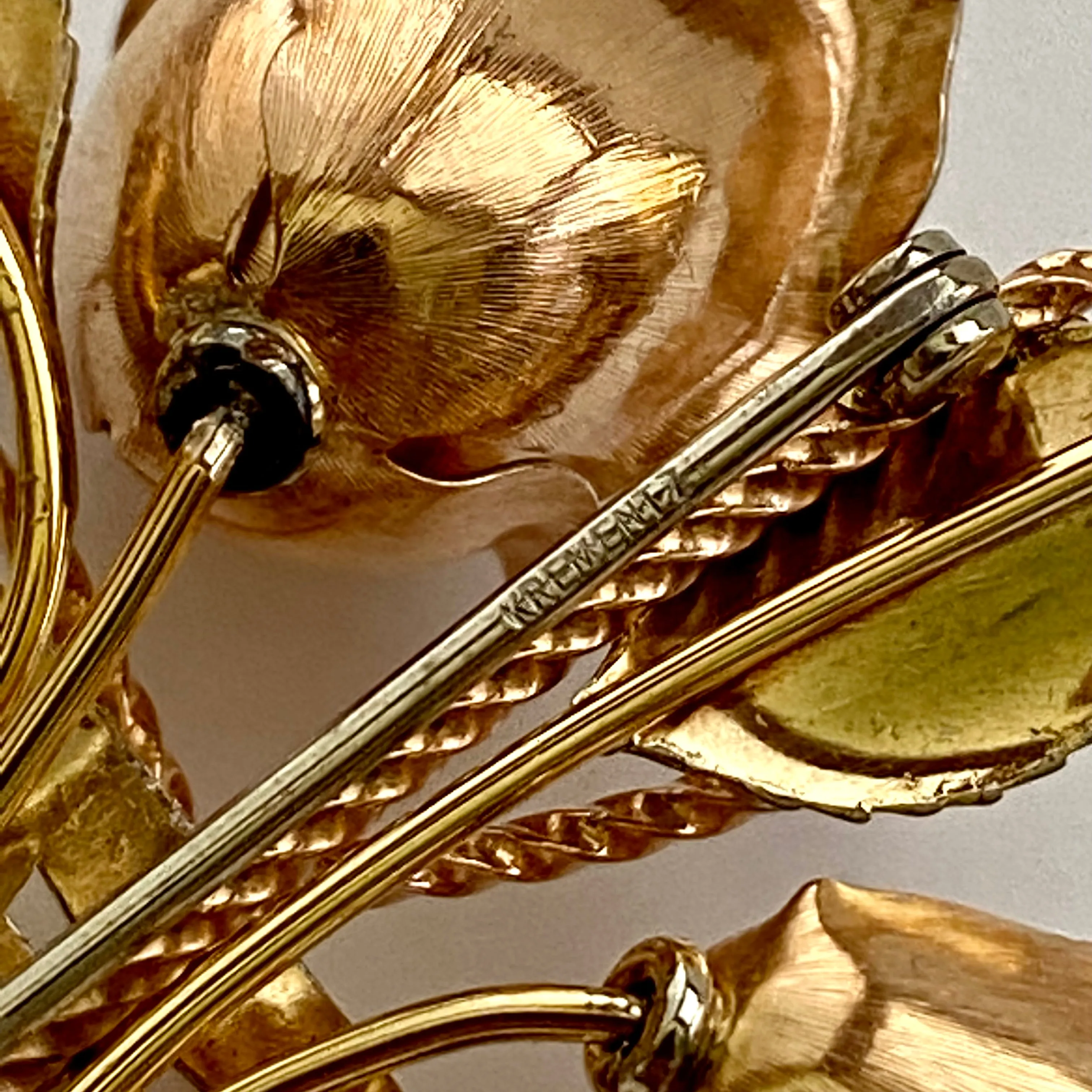 1970s Krementz Flower Brooch in an Original Box