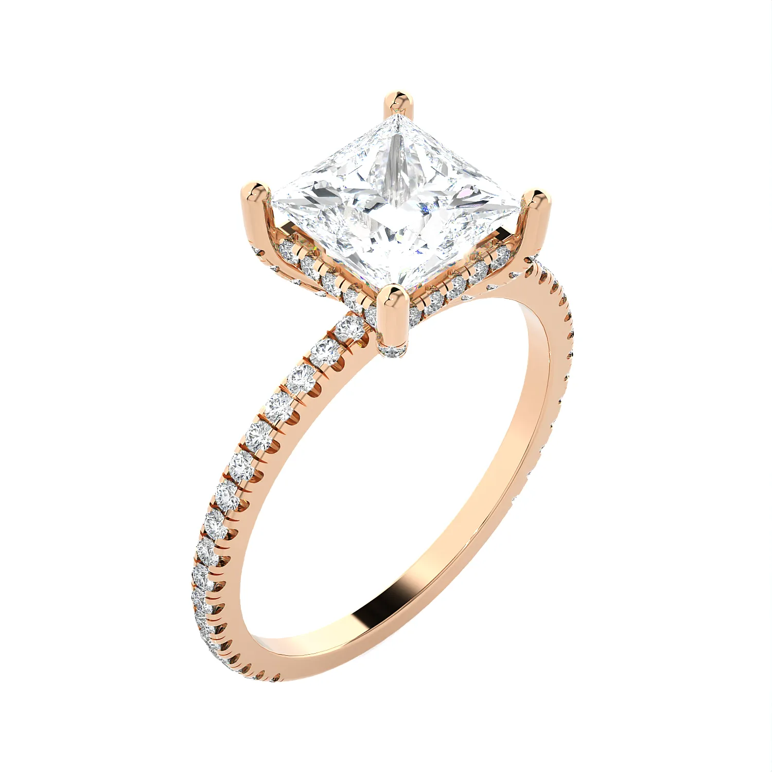 2 1/3 ctw Princess-Cut Lab Grown Diamond Side Stone Engagement Ring