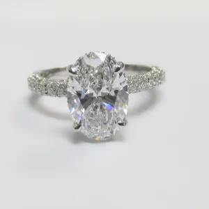 2.85 ctw Oval Lab Grown Diamond Hidden Halo Engagement Ring