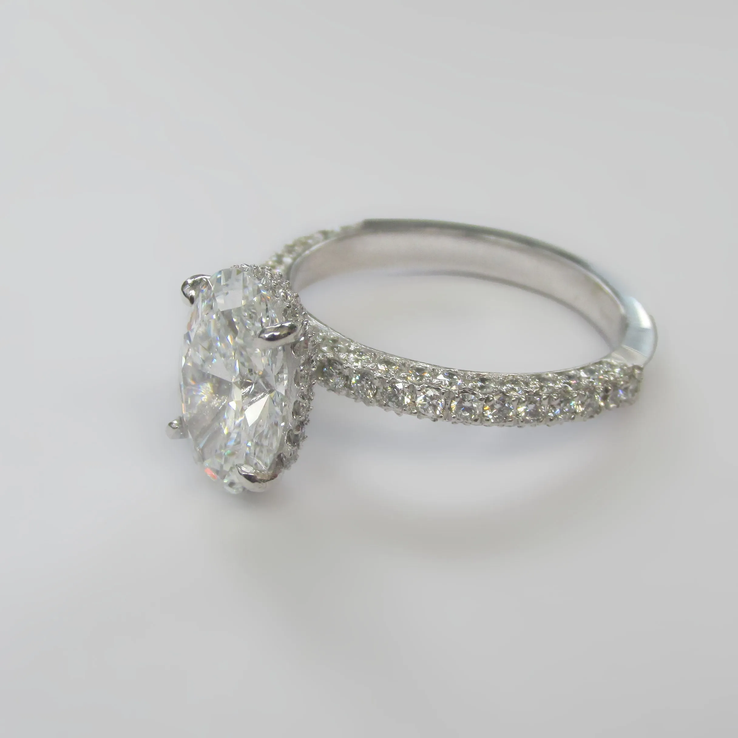 2.85 ctw Oval Lab Grown Diamond Hidden Halo Engagement Ring