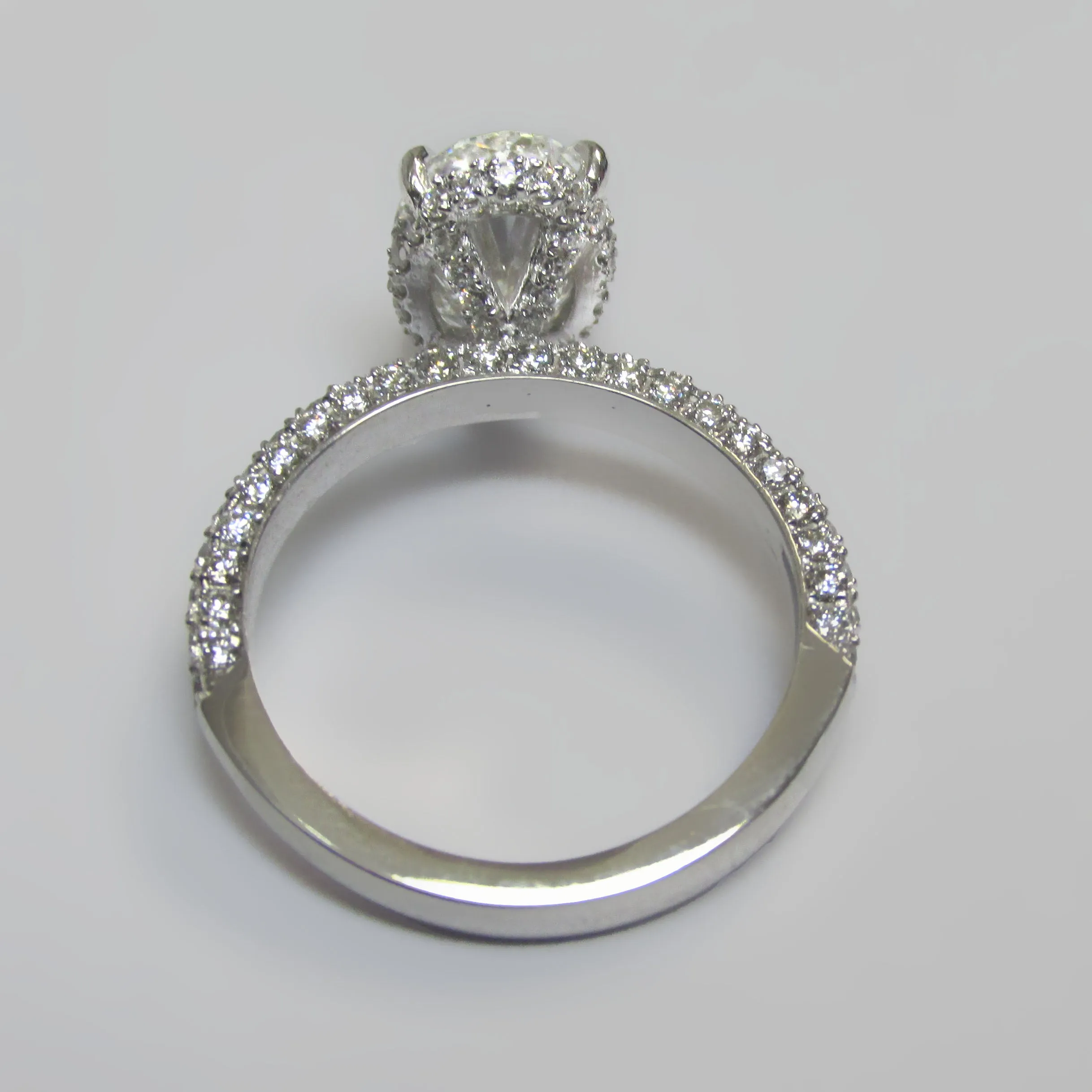 2.85 ctw Oval Lab Grown Diamond Hidden Halo Engagement Ring
