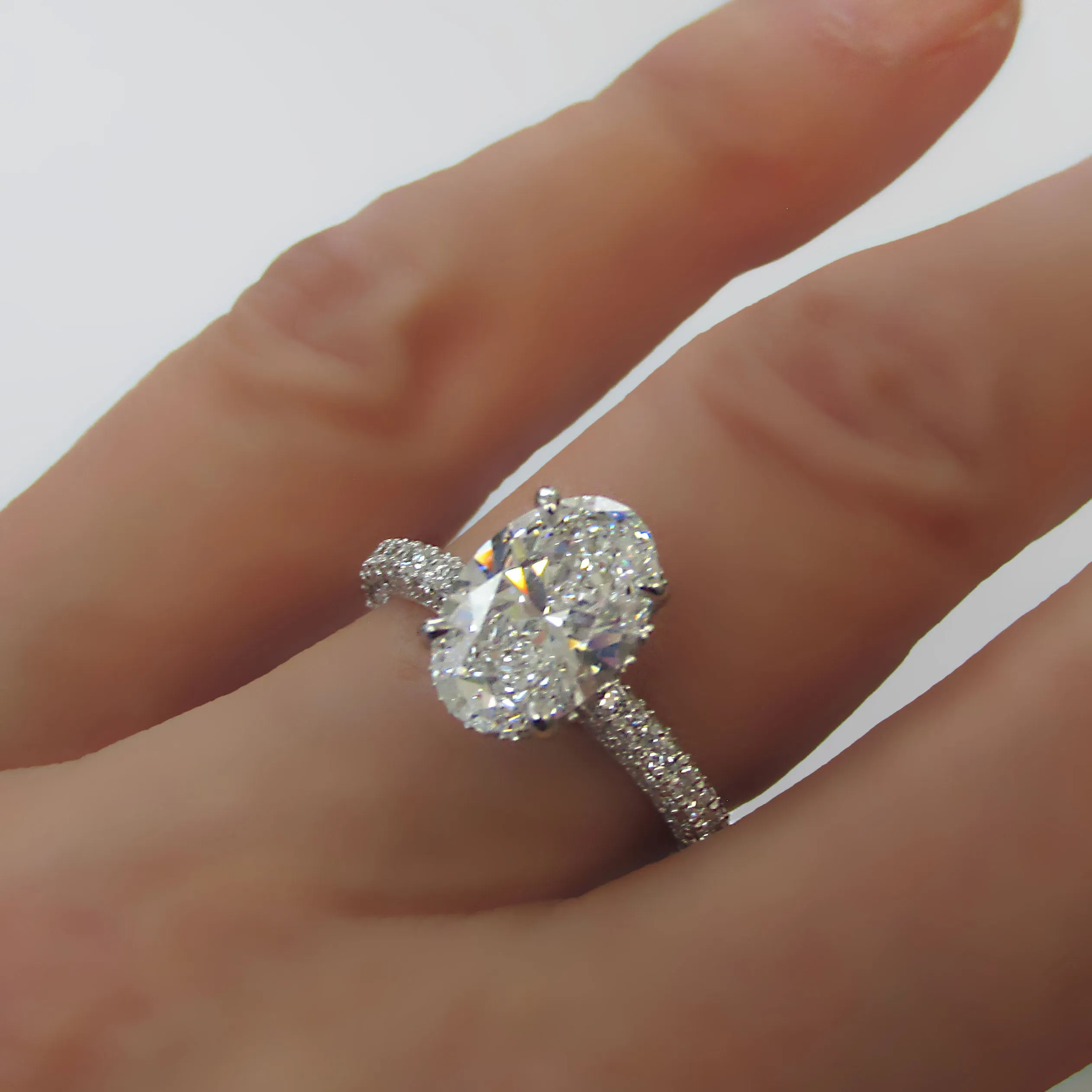 2.85 ctw Oval Lab Grown Diamond Hidden Halo Engagement Ring