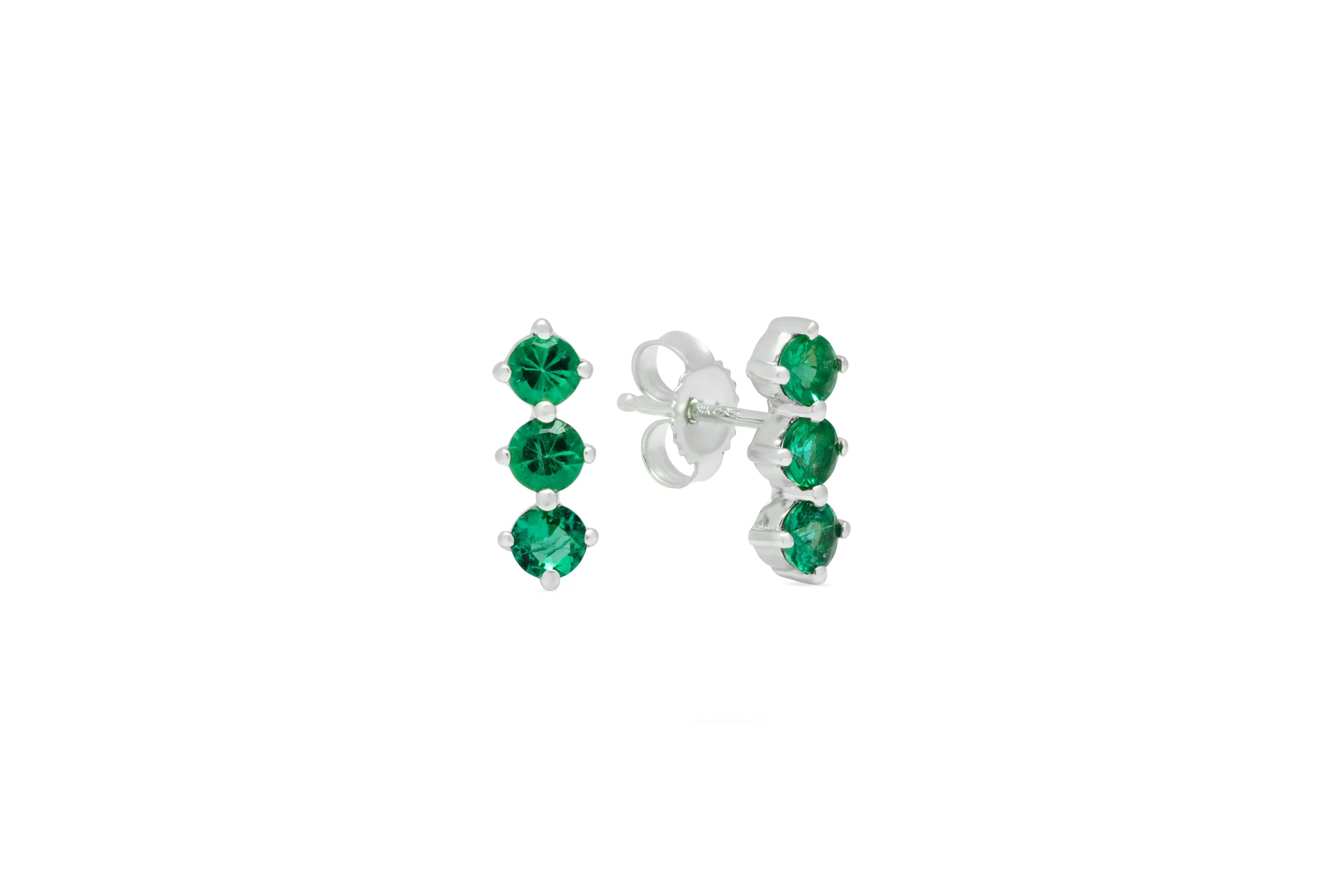3 Emerald Stud Earrings