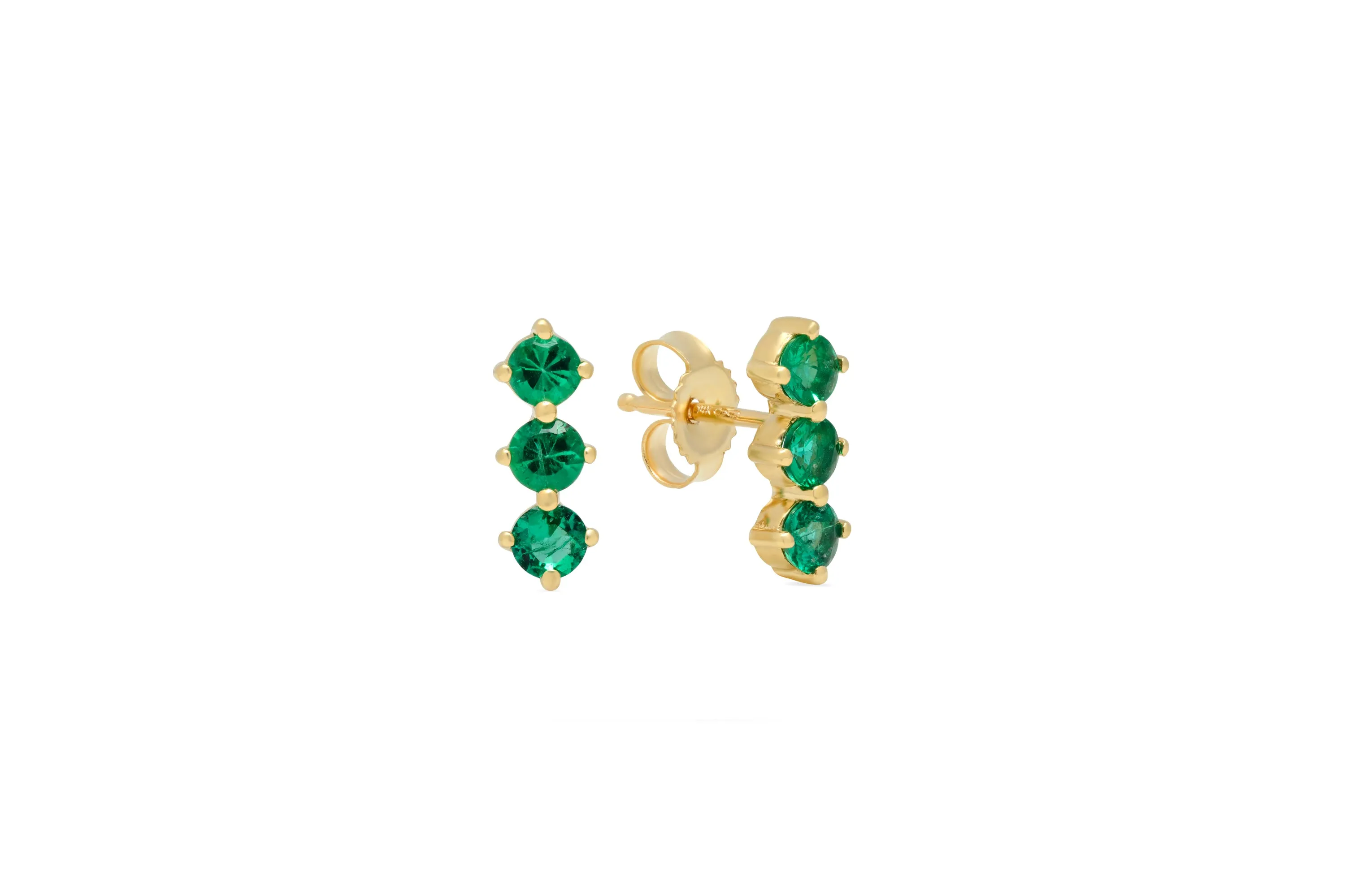 3 Emerald Stud Earrings