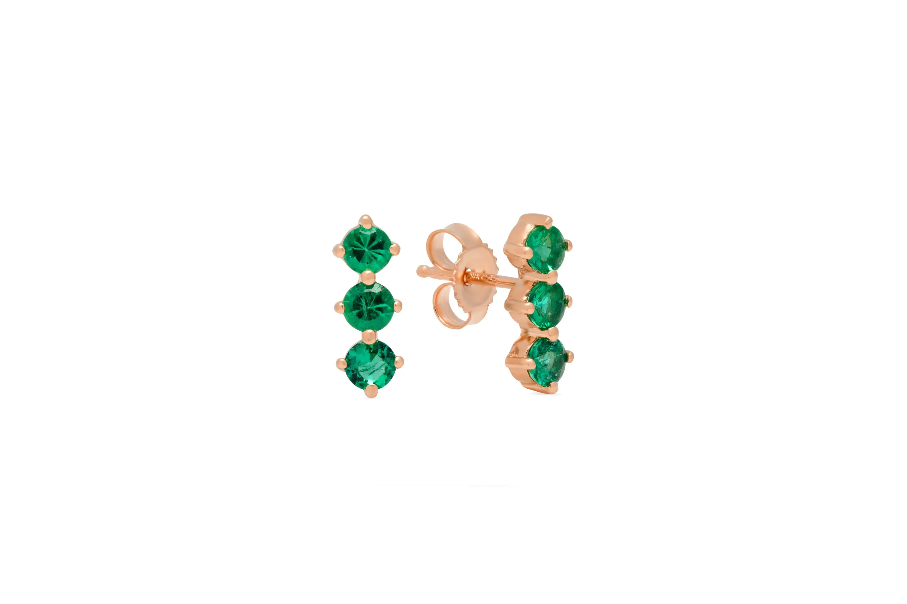 3 Emerald Stud Earrings
