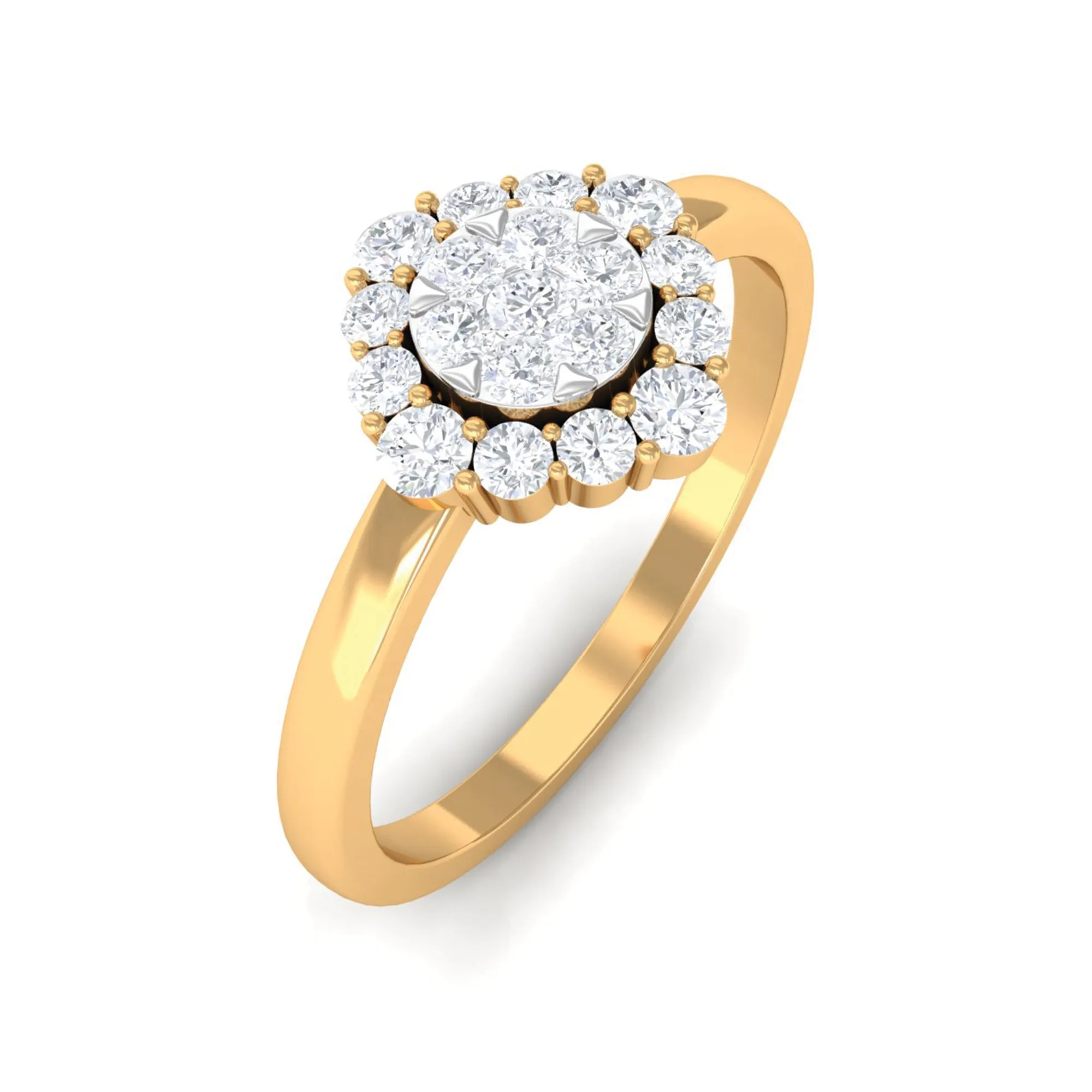 3/4 CT Classic Moissanite Floral Halo Engagement Ring