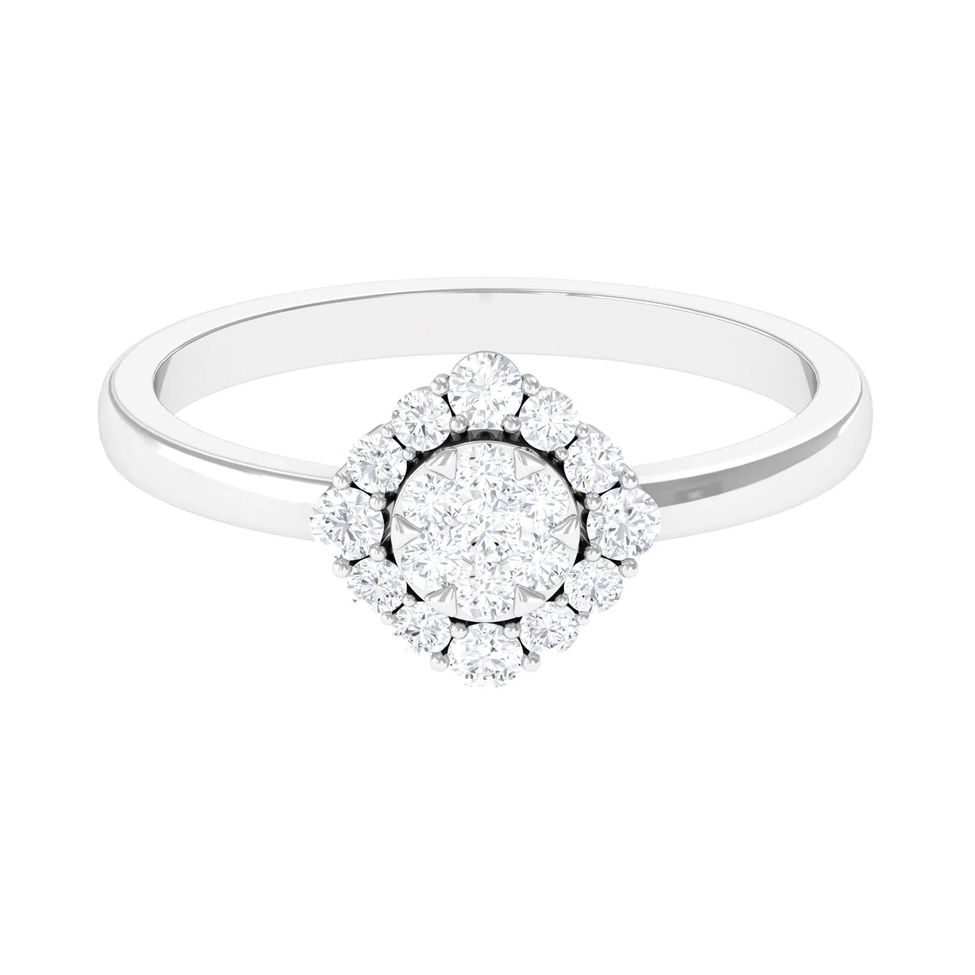 3/4 CT Classic Moissanite Floral Halo Engagement Ring