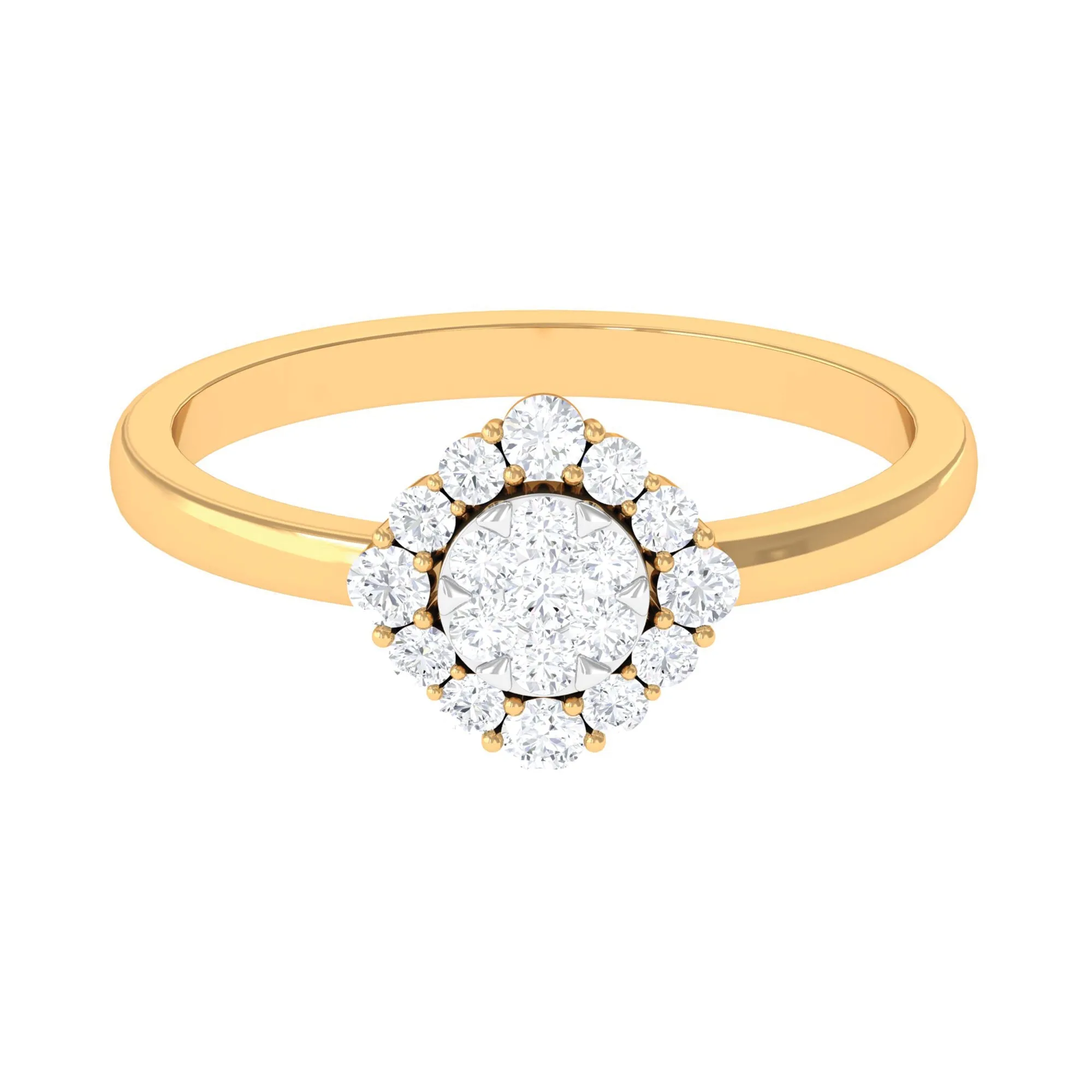 3/4 CT Classic Moissanite Floral Halo Engagement Ring