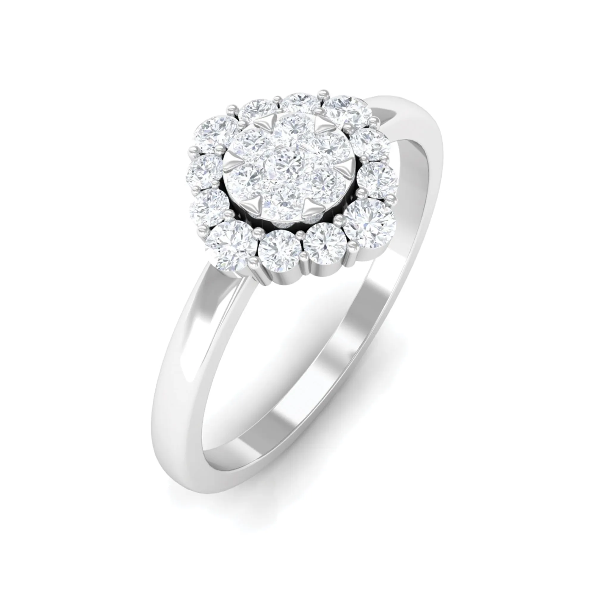 3/4 CT Classic Moissanite Floral Halo Engagement Ring