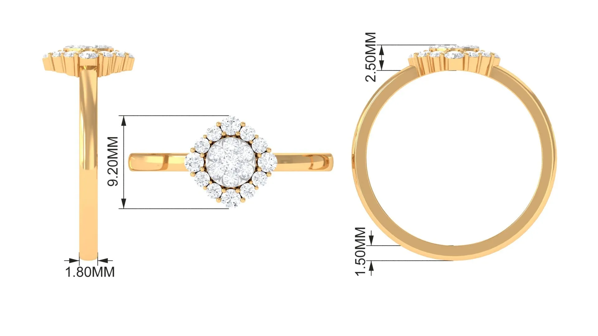 3/4 CT Classic Moissanite Floral Halo Engagement Ring