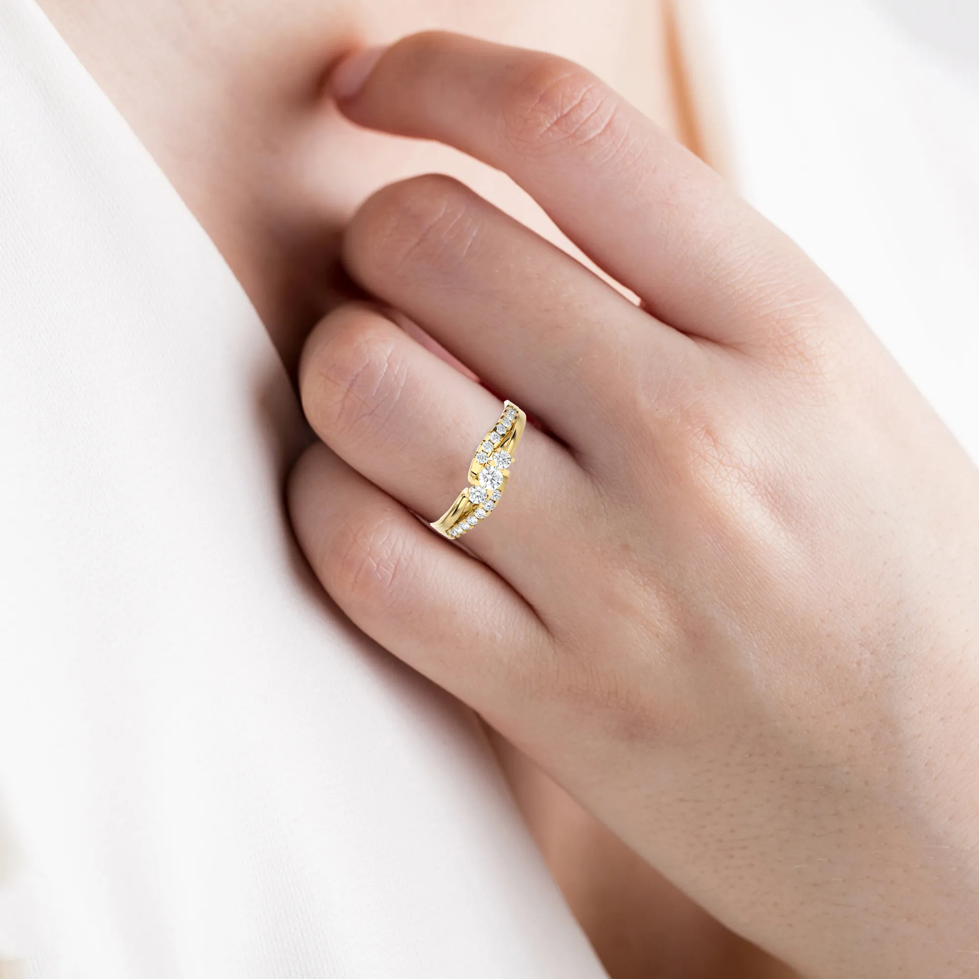 3/8 ctw Round 3 Stone Lab Grown Diamond Ring