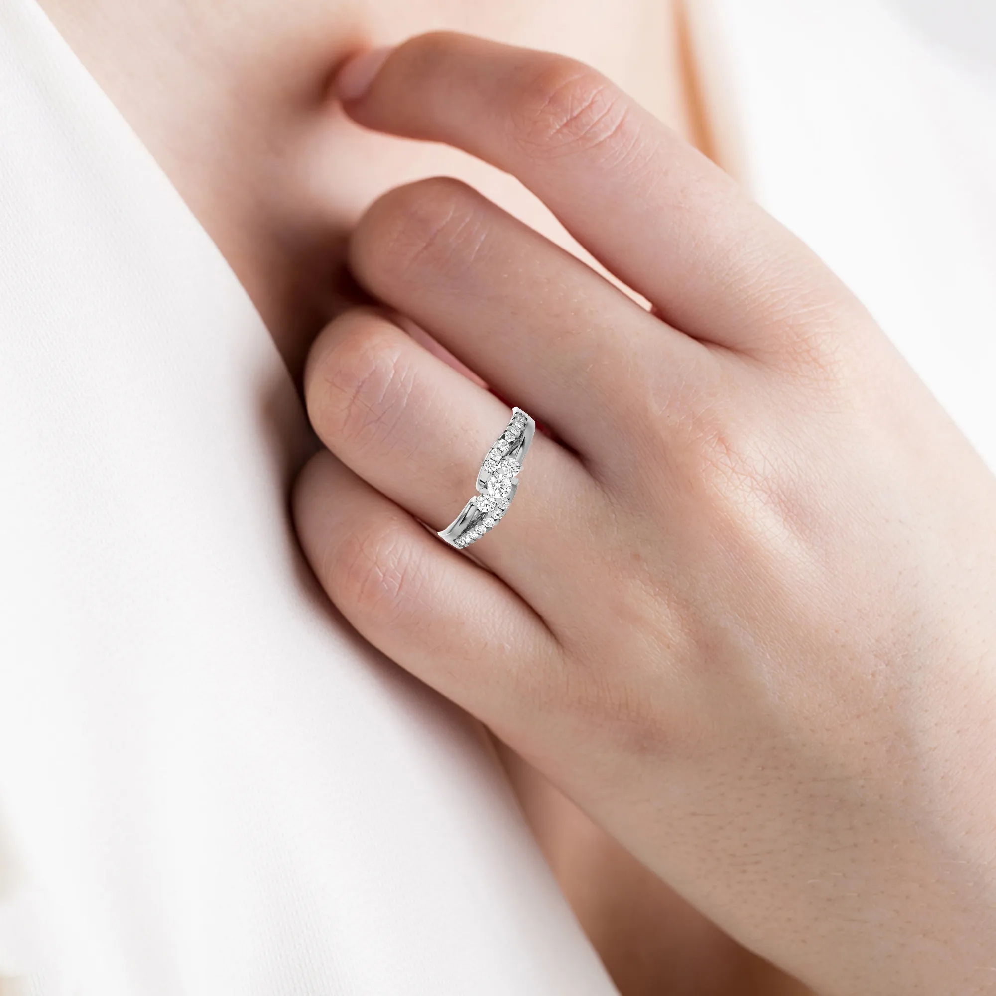 3/8 ctw Round 3 Stone Lab Grown Diamond Ring