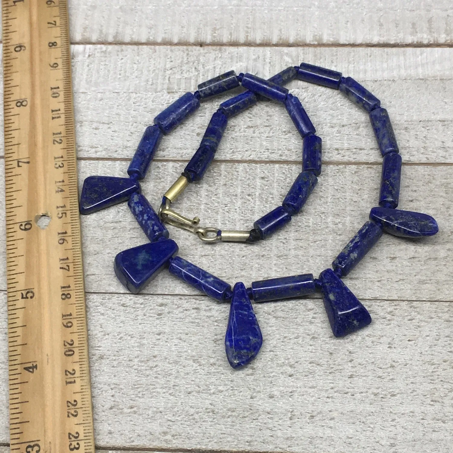 44.9g, 11mm-29mm Natural Lapis Lazuli Polished Tube Beads Strand,25 Beads,LPB252