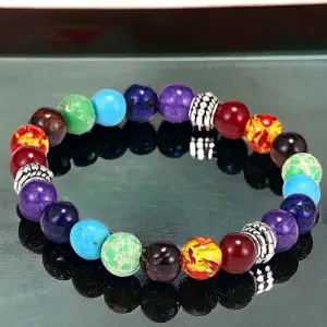 7 CHAKRA Custom Size Round Smooth Stretch (8mm) Natural Gemstone Crystal Energy Bead Bracelet