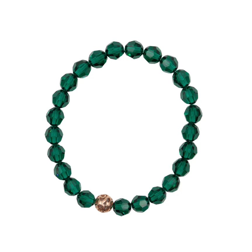 8mm Emerald Swarovski Beaded Bracelet