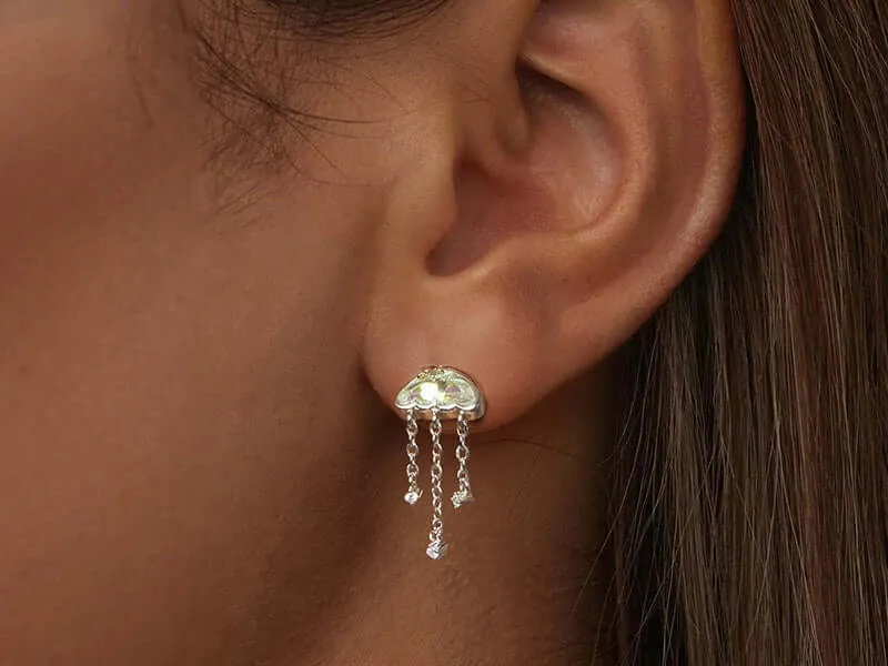 925 Silver Summer Tassel Symphony Jellyfish Earrings