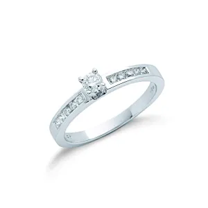 9ct White Gold Diamond Engagement Ring, Timeless Classic, 0.30ct, All Sizes