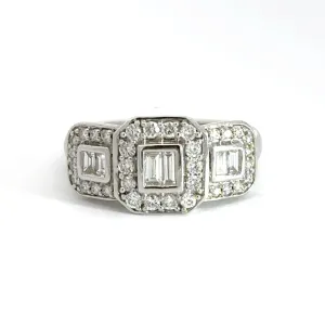 9CT White Gold Trilogy Cluster Diamond Ring