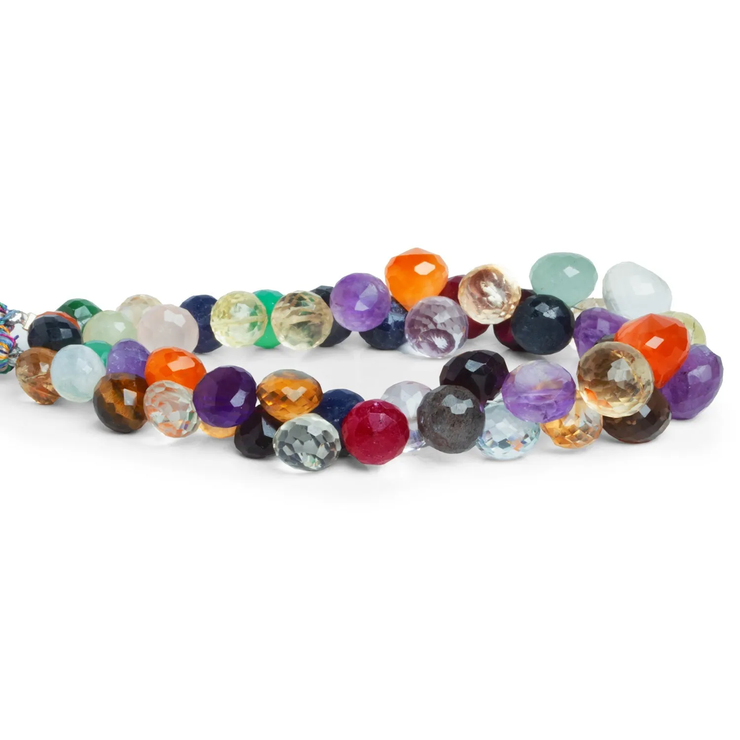 9x8mm Multi Gemstone Faceted Candy Kisses 8 inch 45 beads