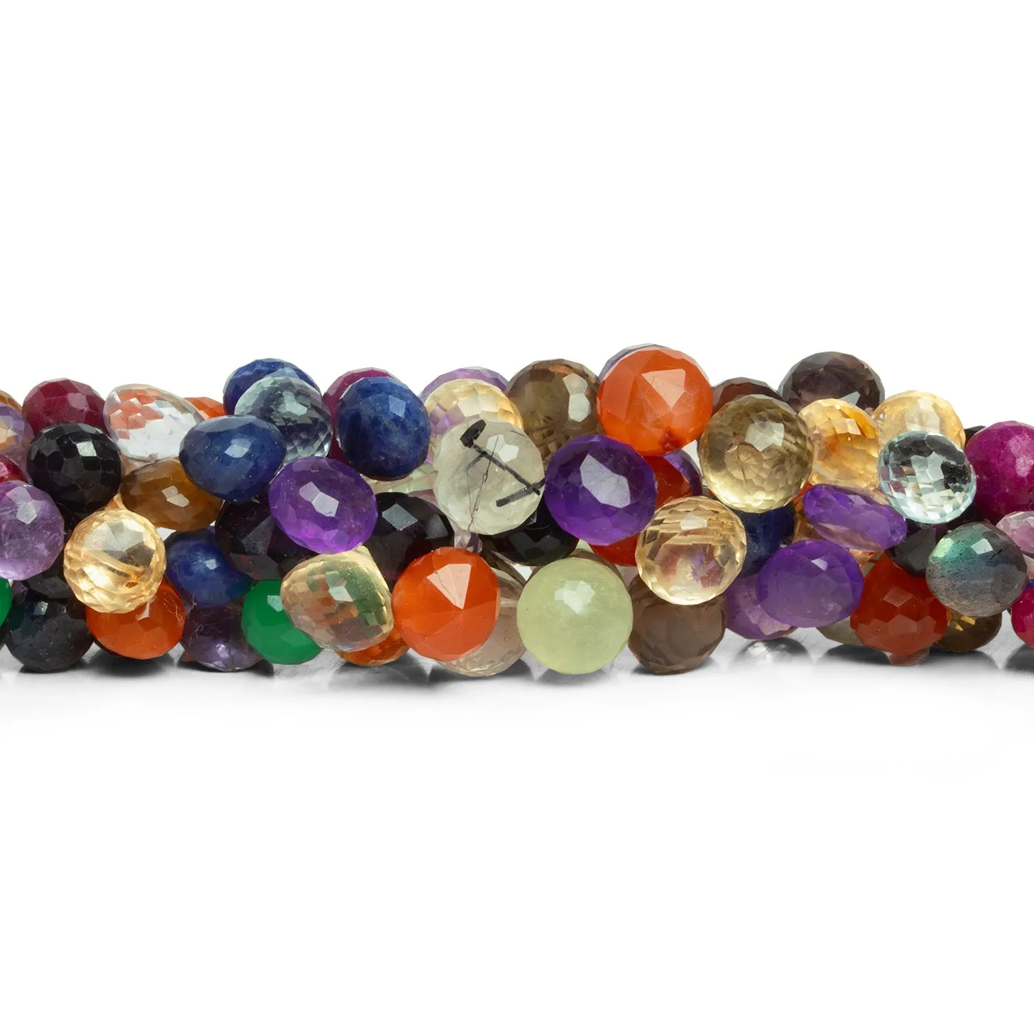 9x8mm Multi Gemstone Faceted Candy Kisses 8 inch 45 beads