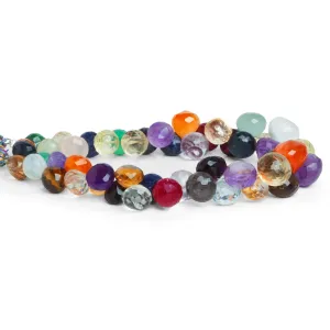 9x8mm Multi Gemstone Faceted Candy Kisses 8 inch 45 beads