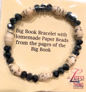 AA Big Book Bracelet Black Beads Made From Real Pages From The Big Book