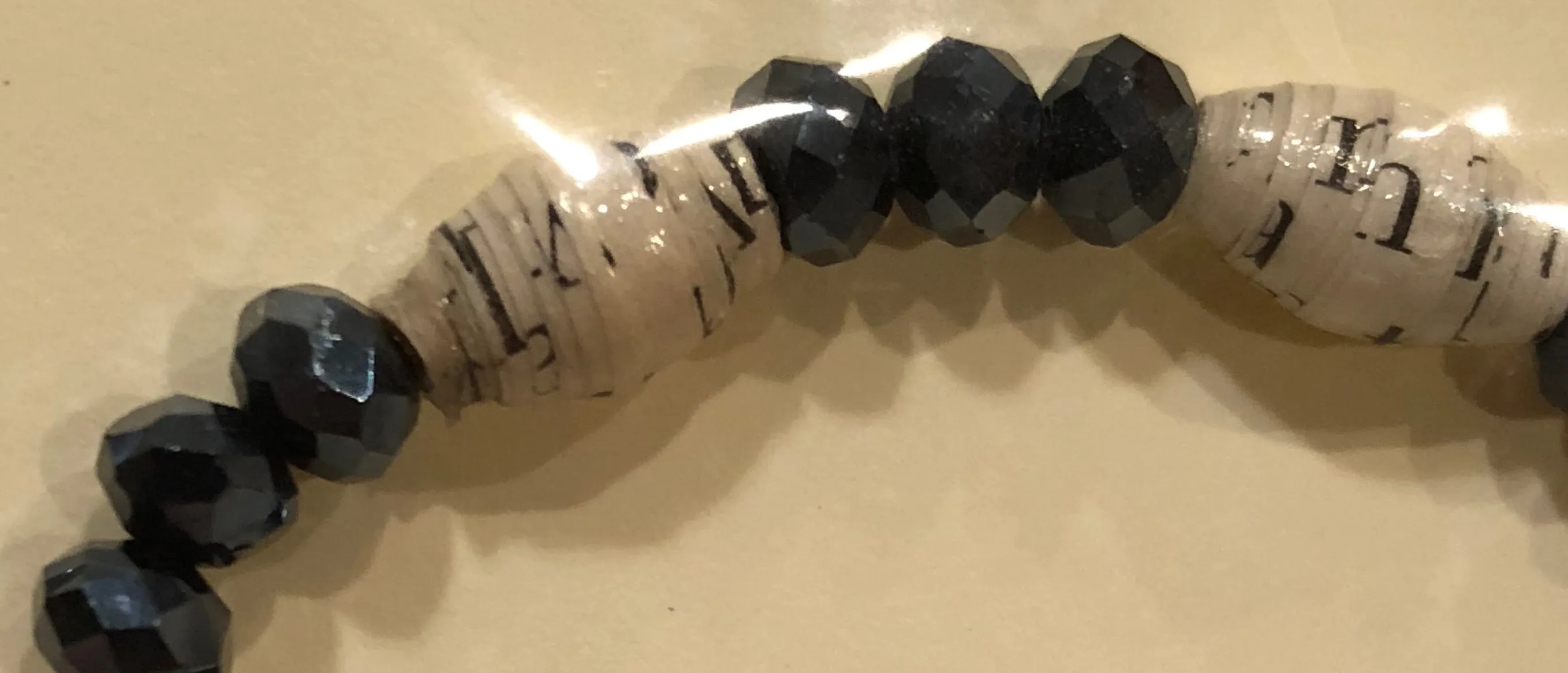 AA Big Book Bracelet Black Beads Made From Real Pages From The Big Book