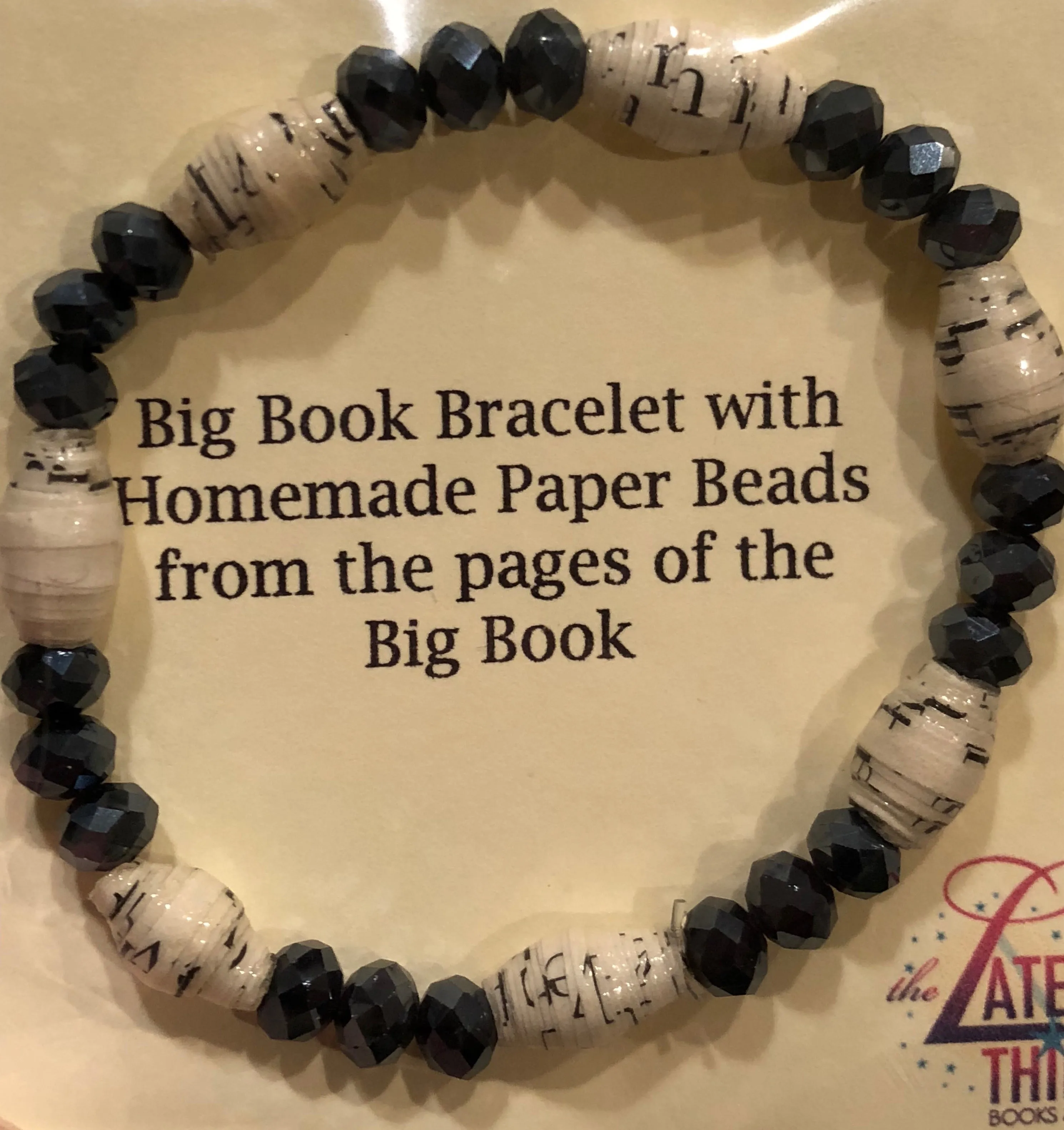 AA Big Book Bracelet Black Beads Made From Real Pages From The Big Book