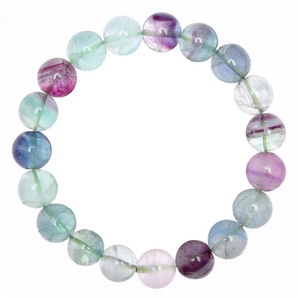 Adabele Natural Gemstone Bracelet 7.5 inch Stretchy Chakra Gems Stones 8mm (0.31") Beads Healing Crystal Quartz Women Men Girls Gifts (Unisex) Multi-color Fluorite 7.0 Inches