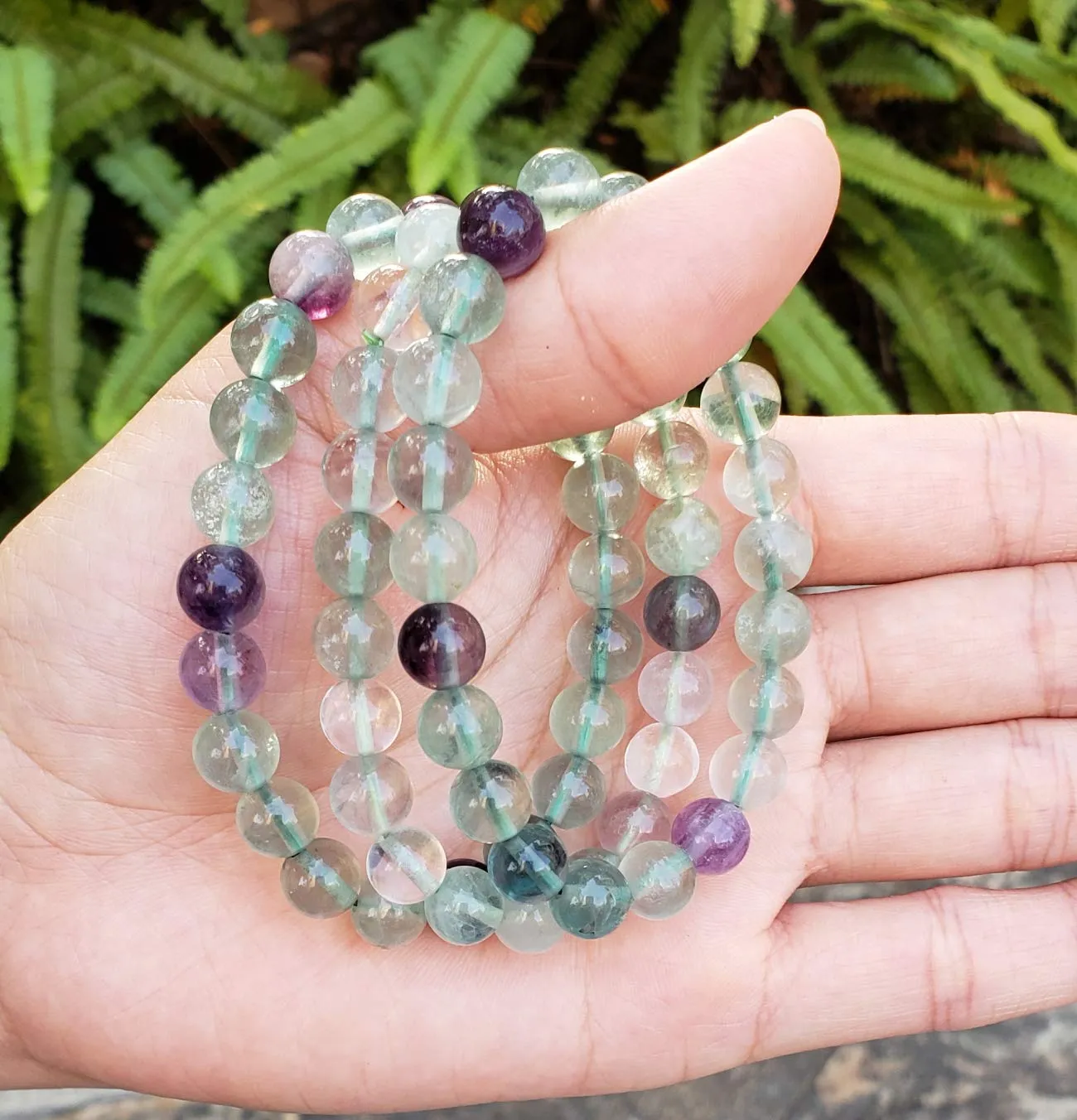 Adabele Natural Gemstone Bracelet 7.5 inch Stretchy Chakra Gems Stones 8mm (0.31") Beads Healing Crystal Quartz Women Men Girls Gifts (Unisex) Multi-color Fluorite 7.0 Inches