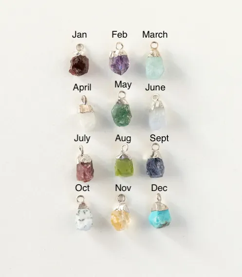 Additional Rough Cut Birthstones in Silver