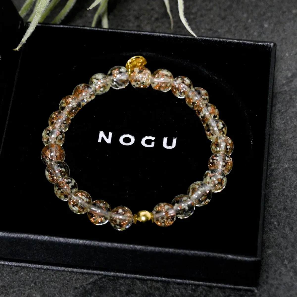 Alabaster | .925 Sterling Gold Vermeil | Firefly Glass Bracelet