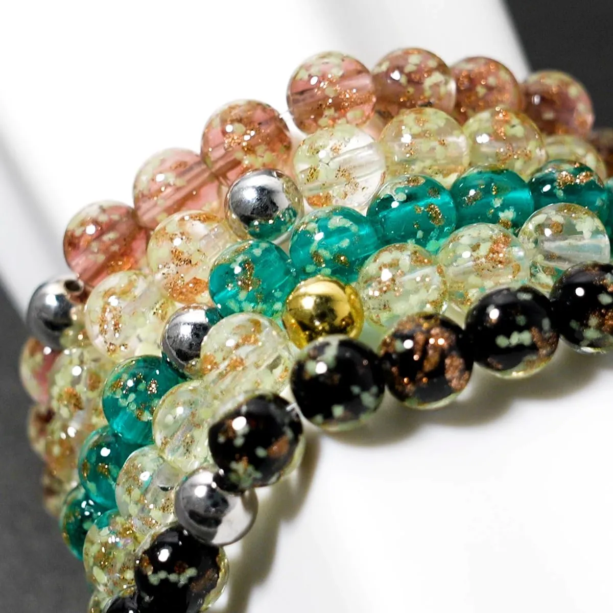Alabaster | .925 Sterling Gold Vermeil | Firefly Glass Bracelet