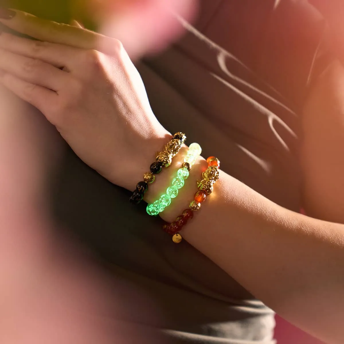 Alabaster | .925 Sterling Gold Vermeil | Firefly Glass Bracelet