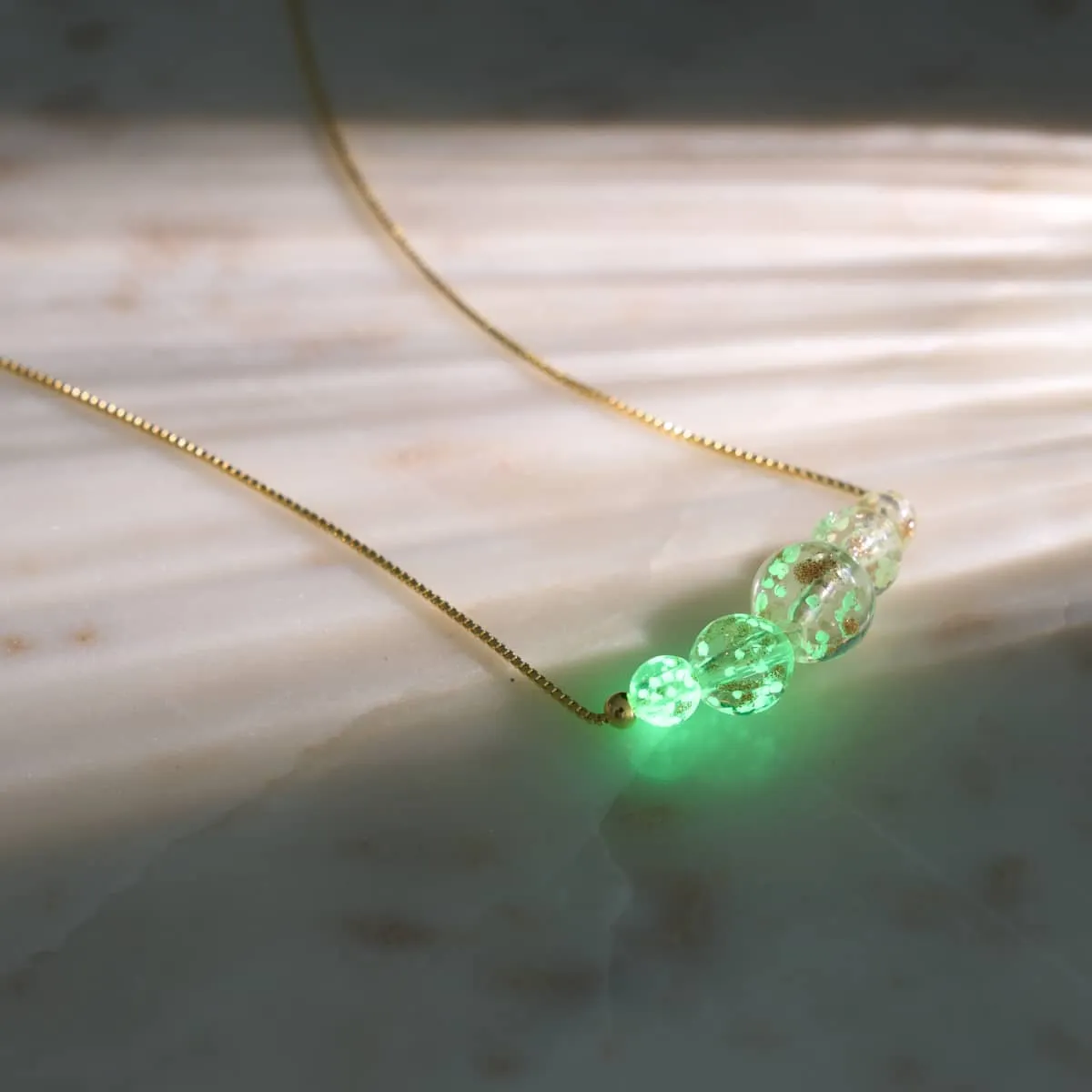 Alabaster | .925 Sterling Gold Vermeil | Firefly Glass Infinity Clasp Necklace