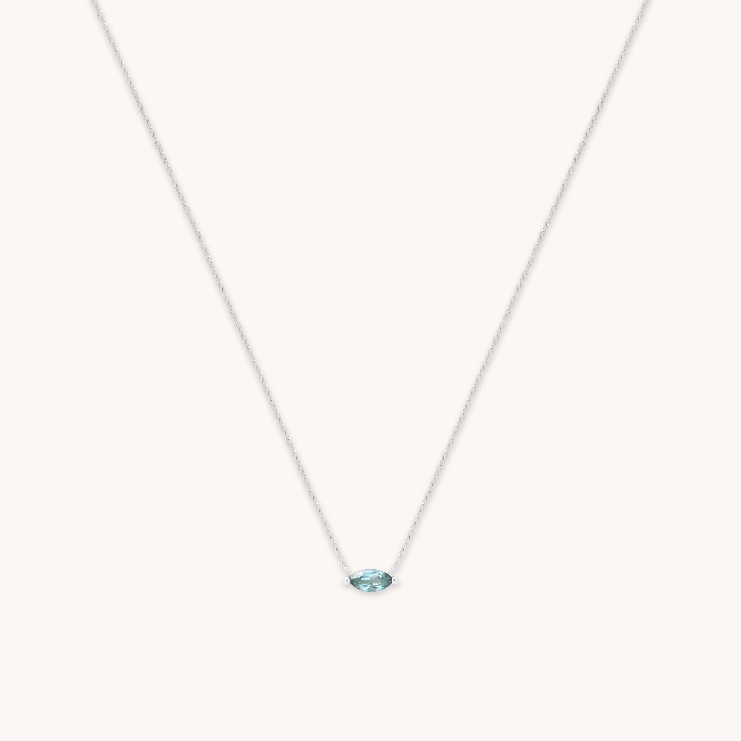 Alexandrite Marquise Necklace in Solid White Gold