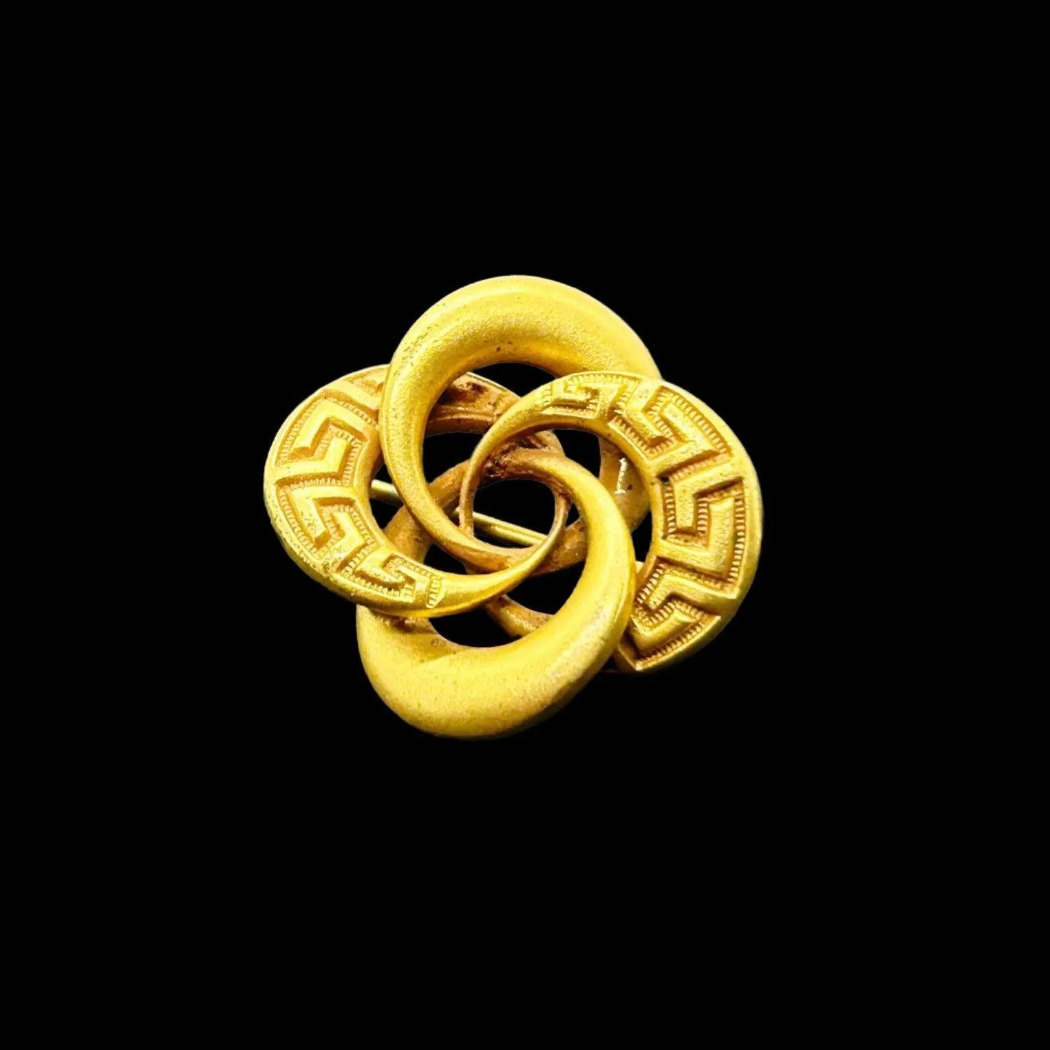 Antique Three-D Pin Brooch with Detailed Rings