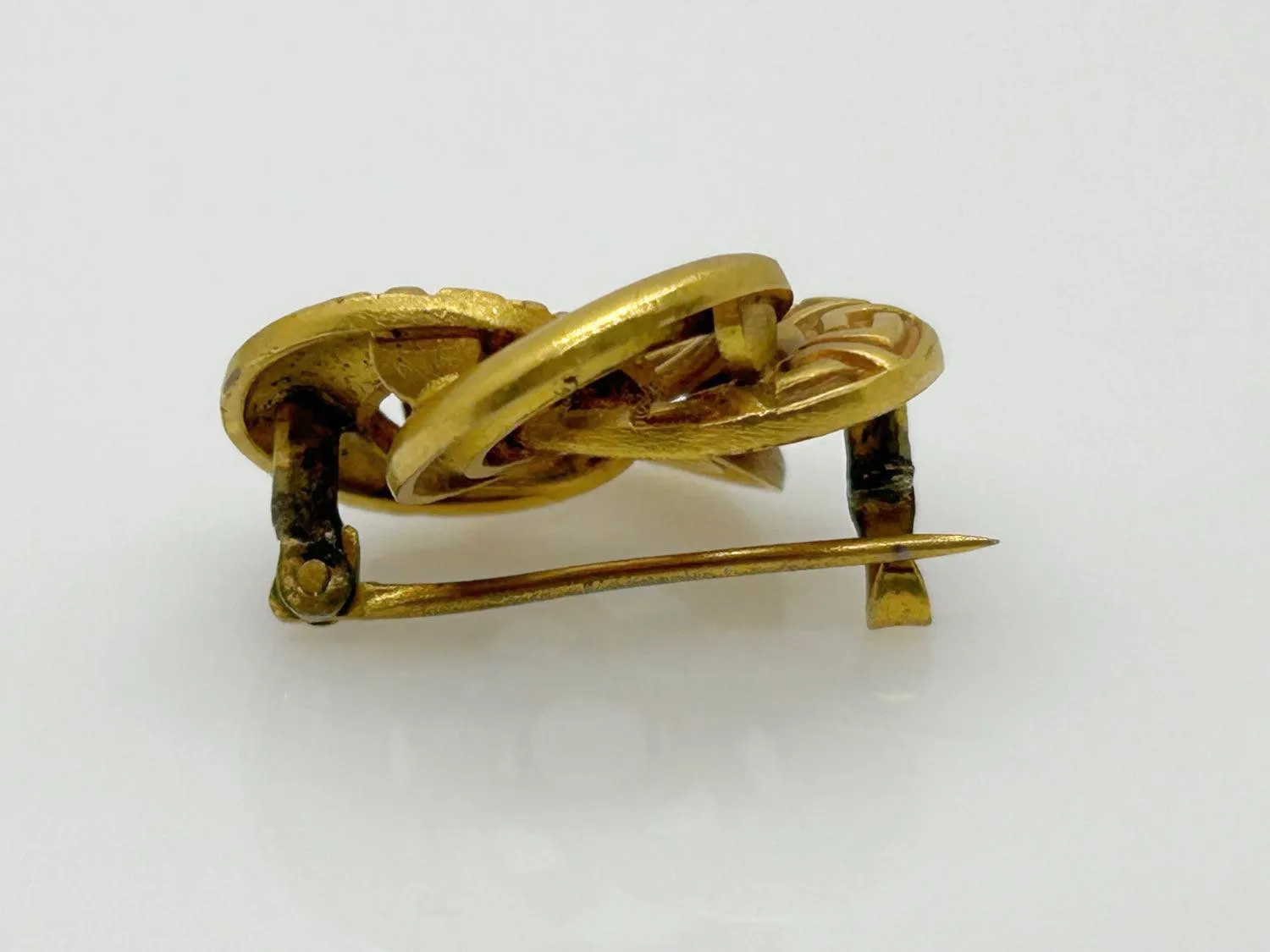 Antique Three-D Pin Brooch with Detailed Rings