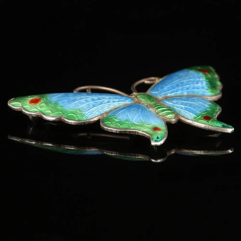 Antique Victorian Butterfly Enamel Brooch Circa 1900