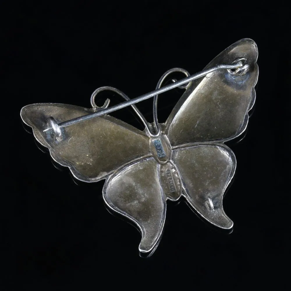 Antique Victorian Butterfly Enamel Brooch Circa 1900