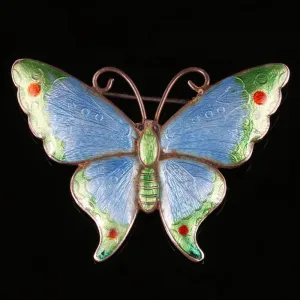 Antique Victorian Butterfly Enamel Brooch Circa 1900