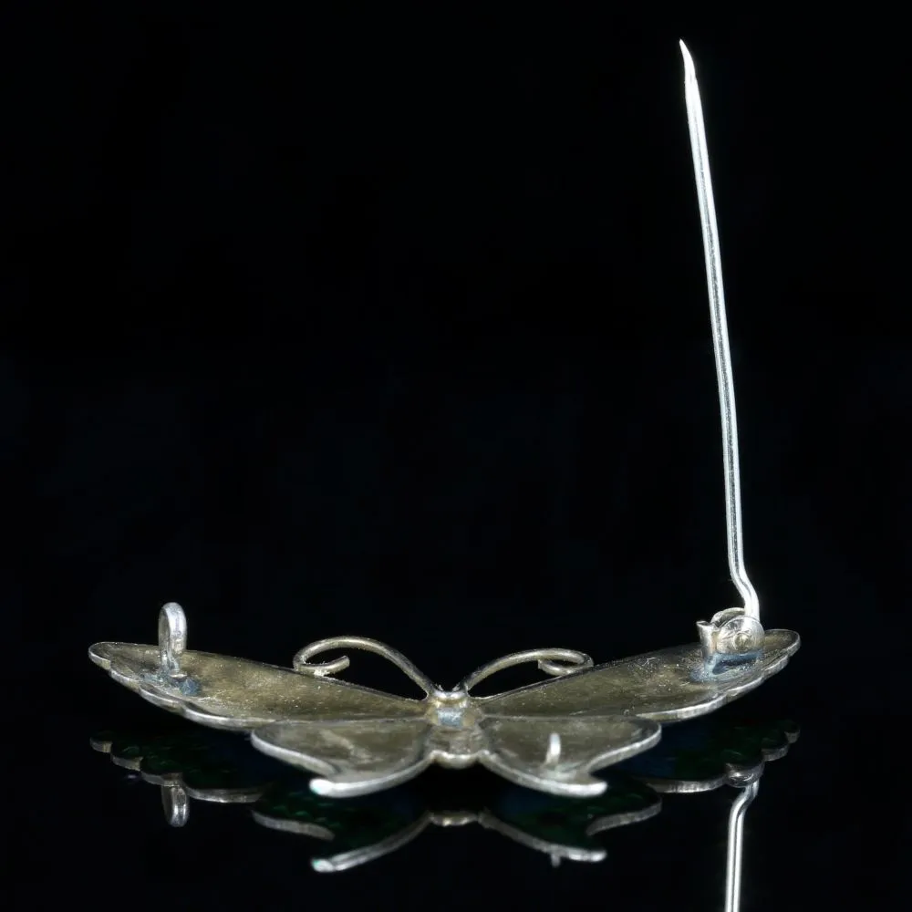 Antique Victorian Butterfly Enamel Brooch Circa 1900