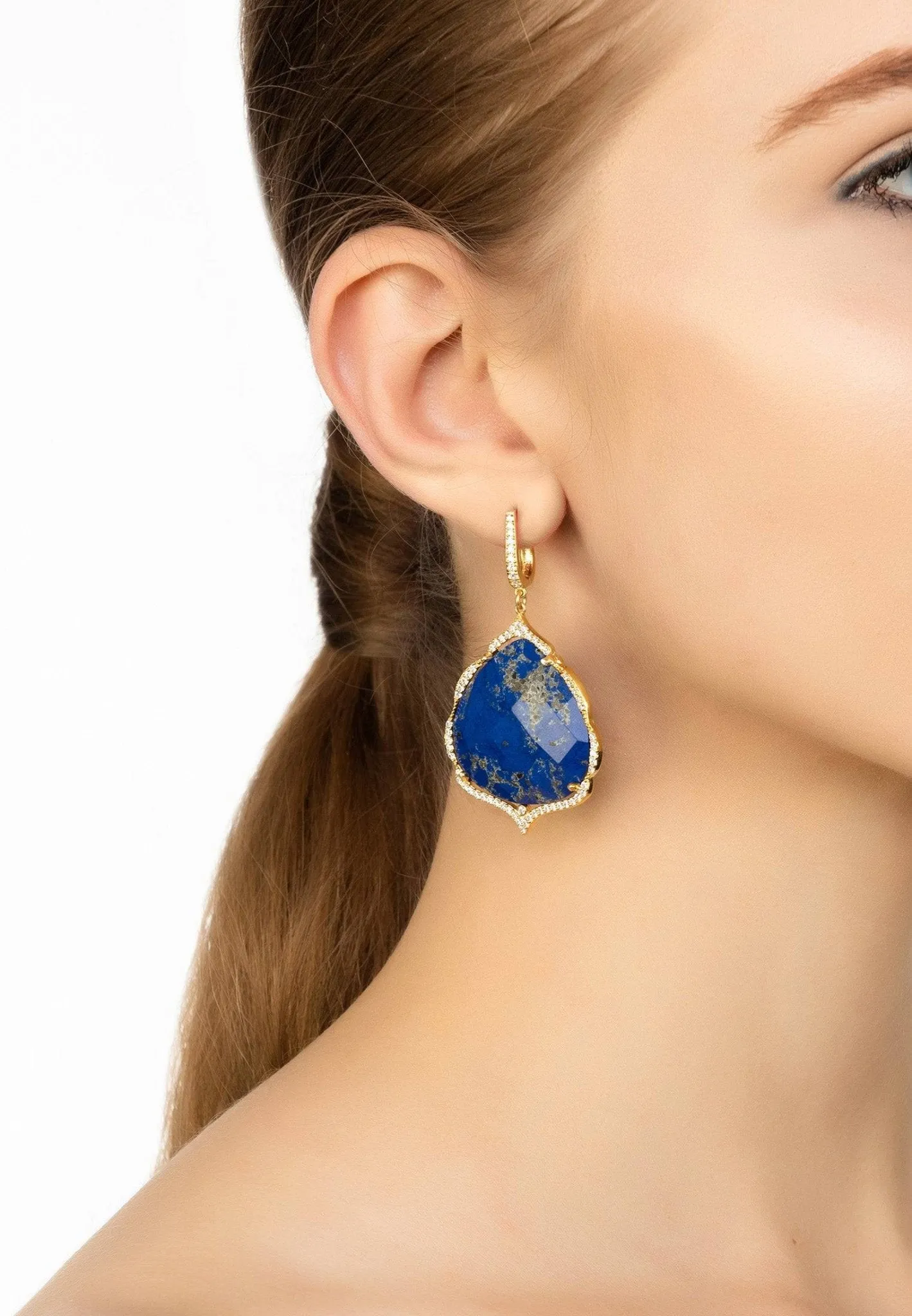 Antoinette Earrings Gold Blue Lapis Lazuli