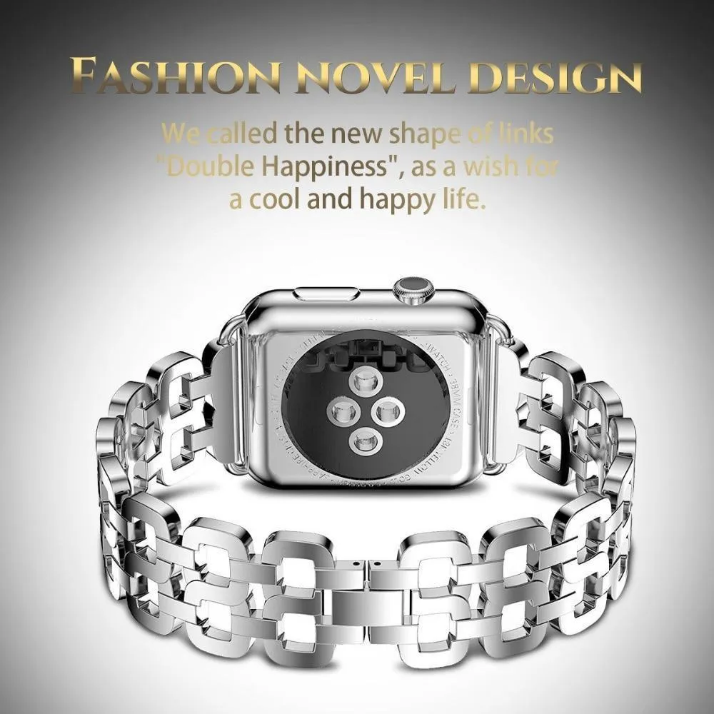 Apple Watch Series Luxury Metal Strap Stainless Steel Link Bracelet