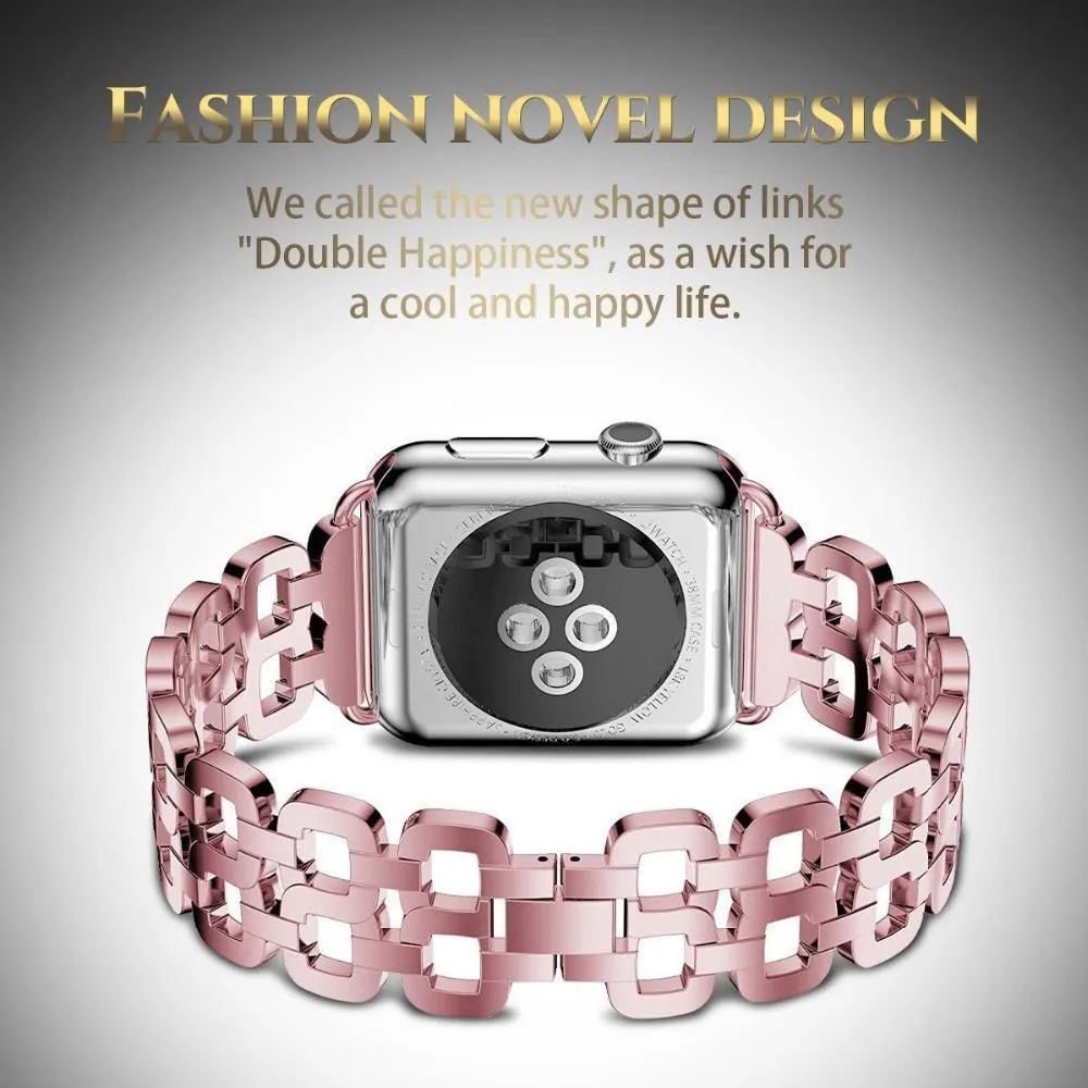 Apple Watch Series Luxury Metal Strap Stainless Steel Link Bracelet